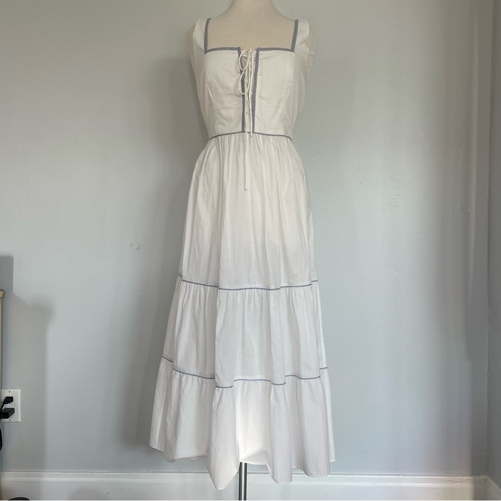 Christy Dawn White Sample Adele Dress with Contrast Trim